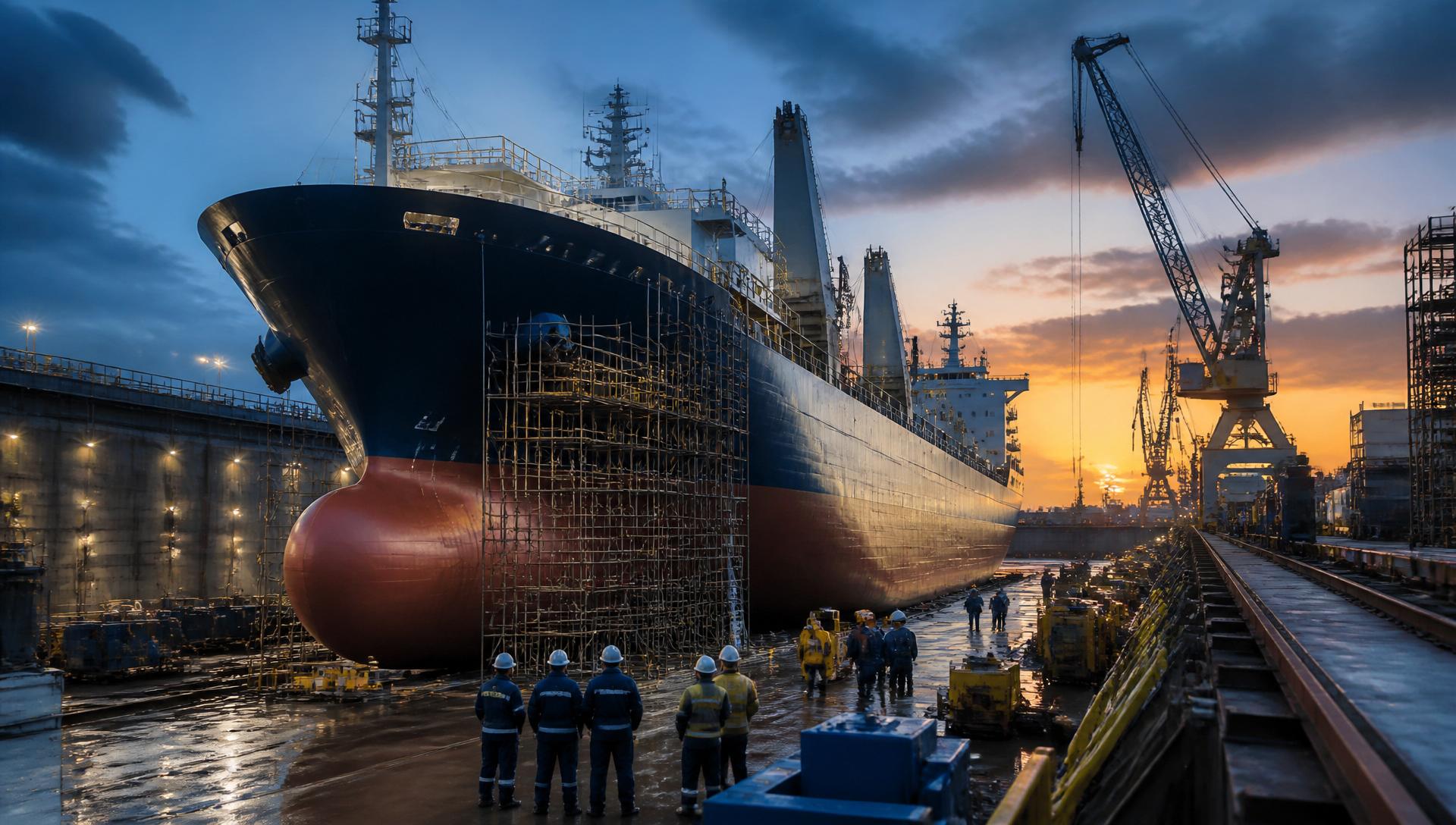Shipyard vessel with cranes